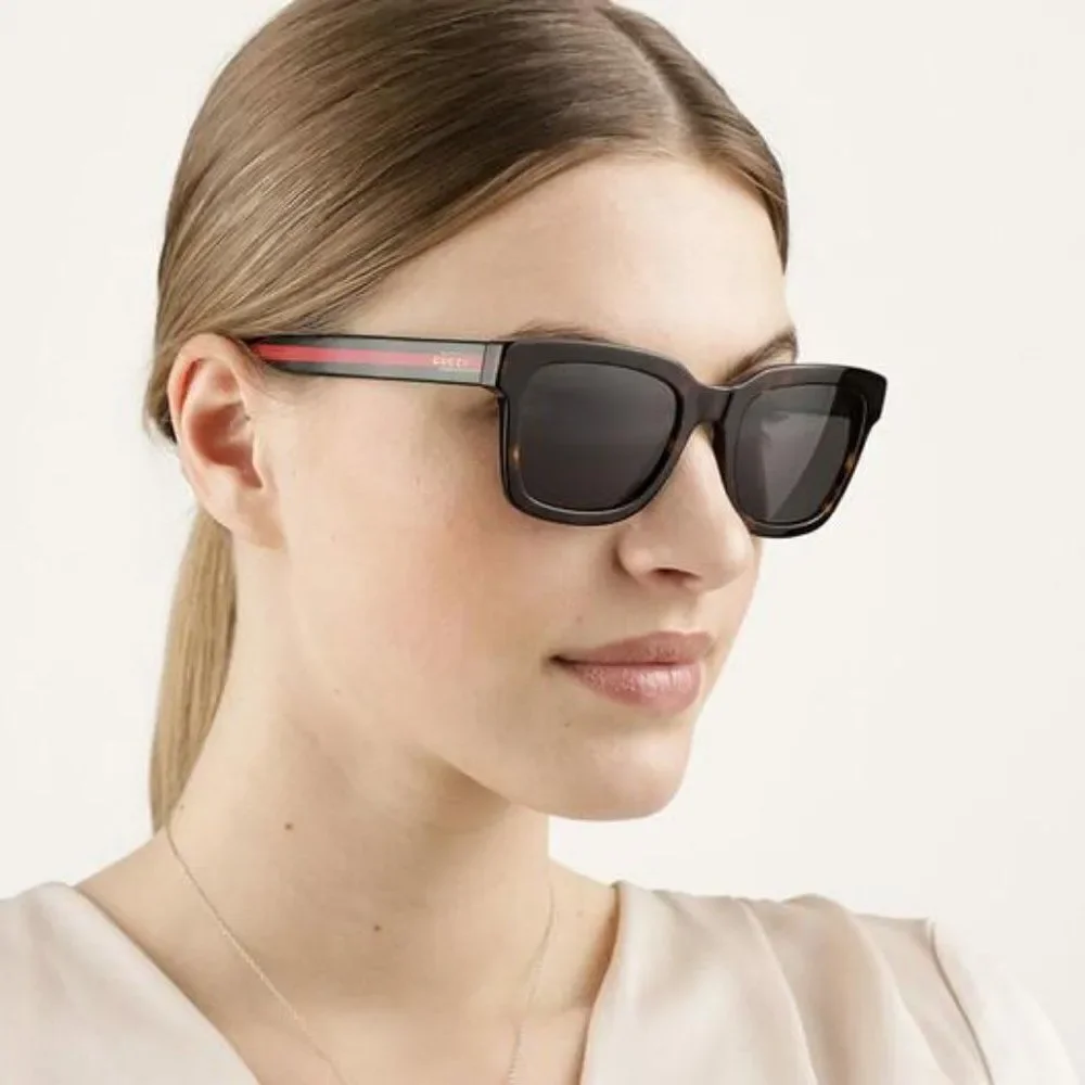 NEW GUCCI GG0001SN 003 Havana Colorful Gray Square Unisex Sunglasses